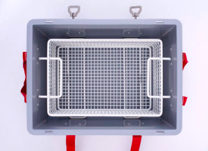 Skrzynka z PP do akumulatorów litowo-jonowych, 28 l, S-Box 1 Advanced, wypełniacz PyroBubbles®